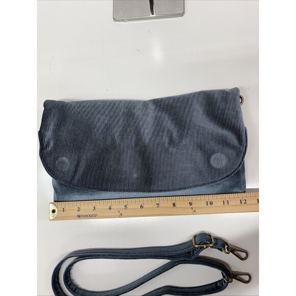 Anthropologie Blue Velvet Corded Shoulder & Crossbody Clutch Bag New Without Tag - Picture 9 of 16
